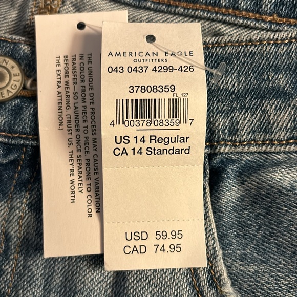 American eagle women’s low rise baggy jeans 14/ 32waist - Picture 4 of 7